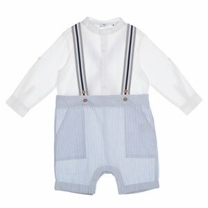 Caramel White and Blue Striped Kids One Piece